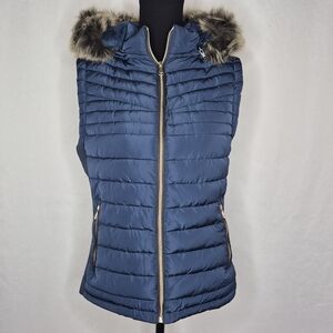 Snobbish Puffer Vest w/ Removable Faux Fur Hood - Size L